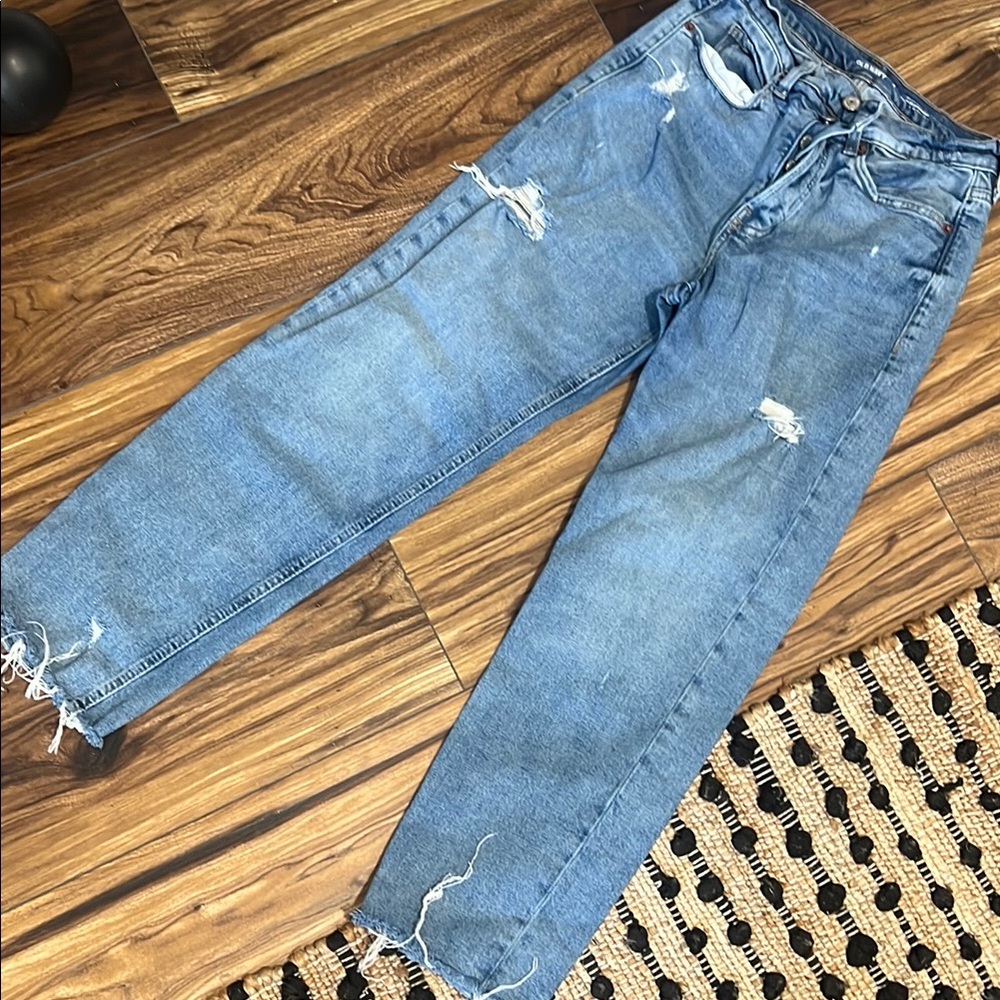 Old Navy Blue Relaxed Fit Jeans with Distressed Details